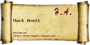 Hack Anett névjegykártya